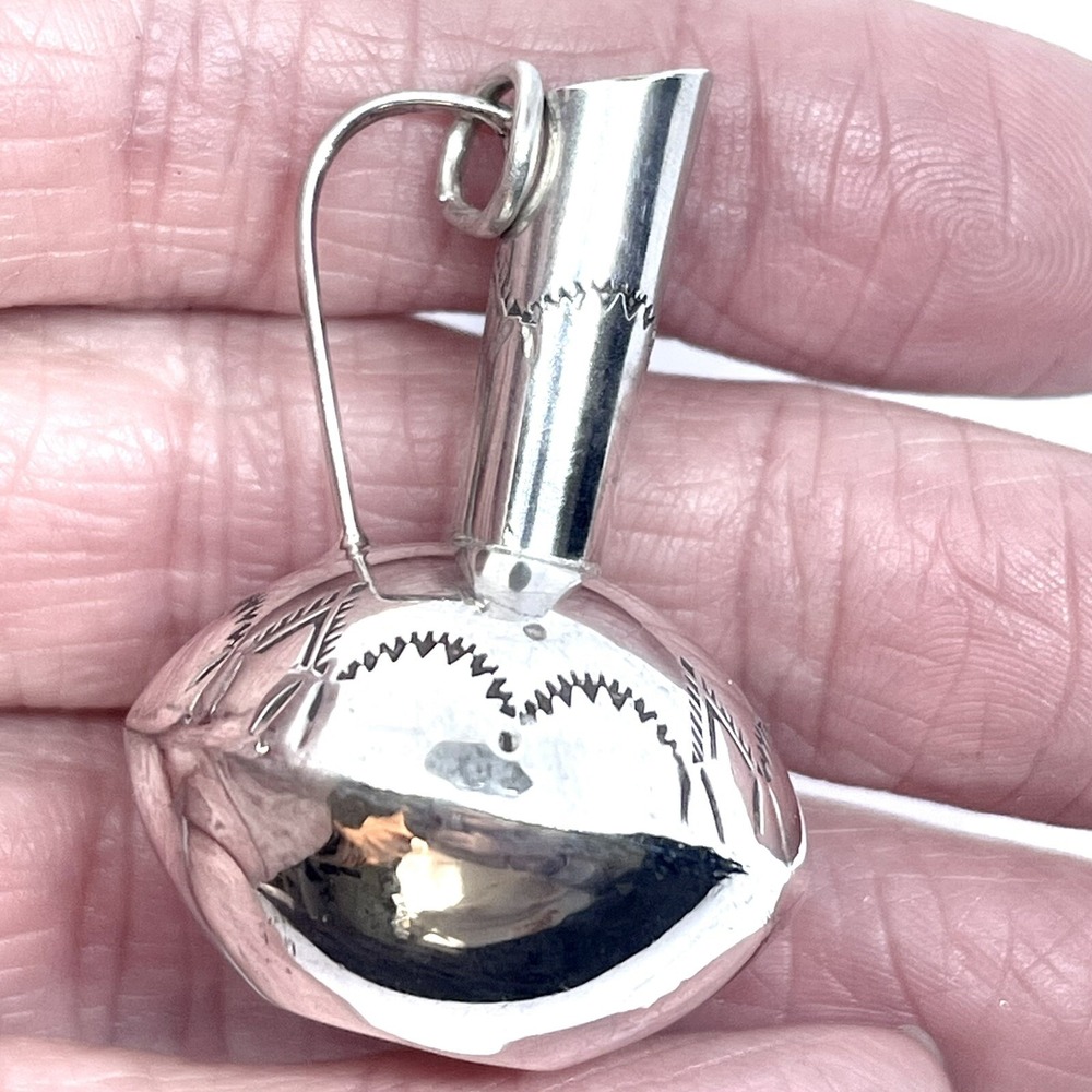 Navajo Water Pitcher Pendant Handmade Sterling Silver Mini Jug Native American